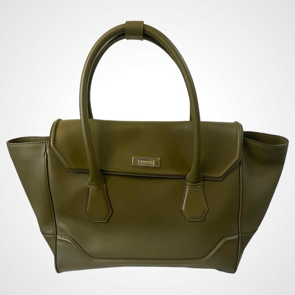 MODALU ENGLAND OLIVE GREEN LEATHER SATCHEL BAG
